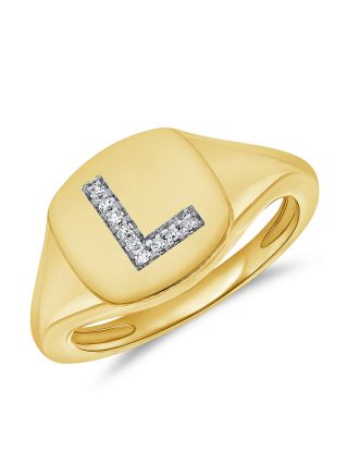 .02CT  DIAMOND INITIAL L PINKY RING