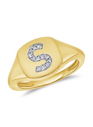 .03CT DIAMOND INITIAL S PINKY RING