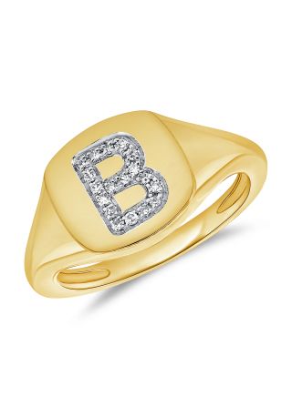 .06CT  DIAMOND INITIAL B PINKY RING