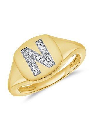 .05CT  DIAMOND INITIAL N PINKY RING