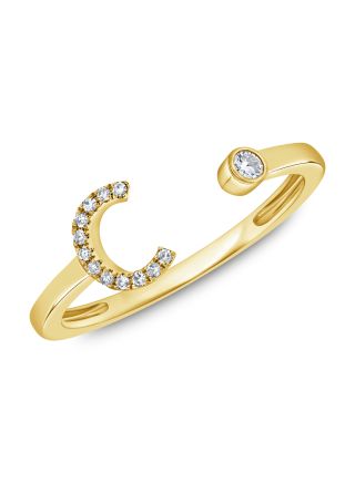 .07CT  DIAMOND INITIAL C WRAP RING