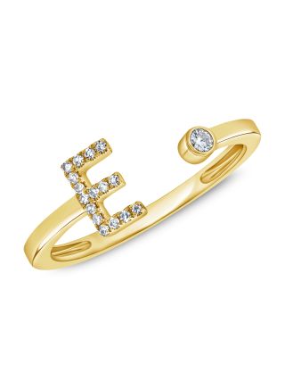 .08CT  DIAMOND INITIAL E WRAP RING