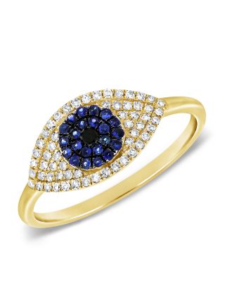 .38CT SAPPHIRE AND DIAMOND EVIL EYE RING