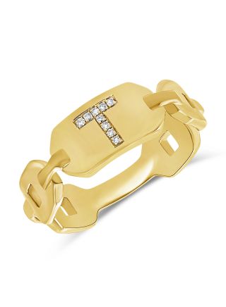 .03CT  DIAMOND INITIAL T CHAIN RING