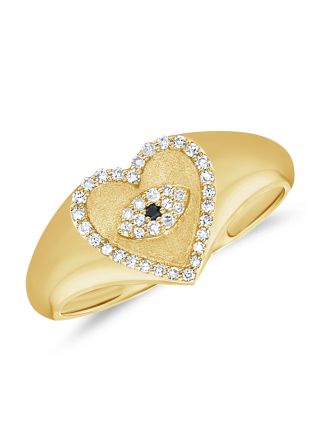 .13CT BLACK DIAMOND AND DIAMOND HEART RING