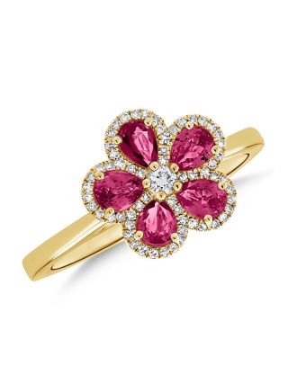 1.14CT PINK SAPPHIRE AND DIAMOND FLOWER RING