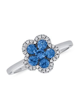 .88CT SAPPHIRE AND DIAMOND FLOWER RING