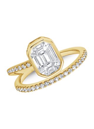 1.11CT PIE CUT AND ROUND DIAMOND ILLUSION WRAP RING