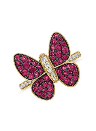 1.21CT PINK SAPPHIRE AND DIAMOND BUTTERFLY RING
