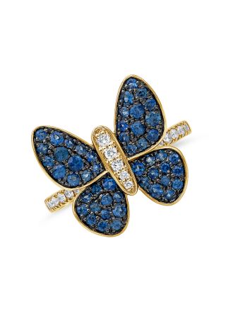 1.25CT SAPPHIRE AND DIAMOND BUTTERFLY RING