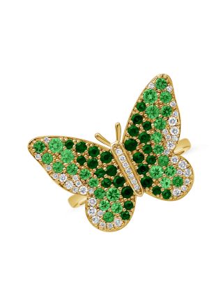 1.63CT GREEN SAPPHIRE DIAMOND BUTTERFLY RING