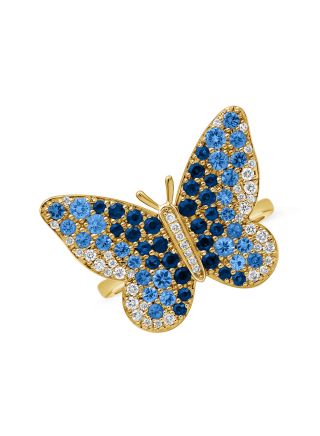 1.75CT SAPPHIRE AND DIAMOND BUTTERFLY RING