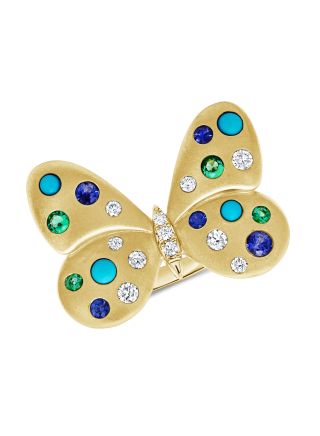 .95CT TURQUOISE, SAPPHIRE AND EMERALD BUTTERFLY RING