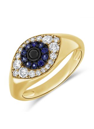 .60CT SAPPHIRE AND DIAMOND EVIL EYE RING