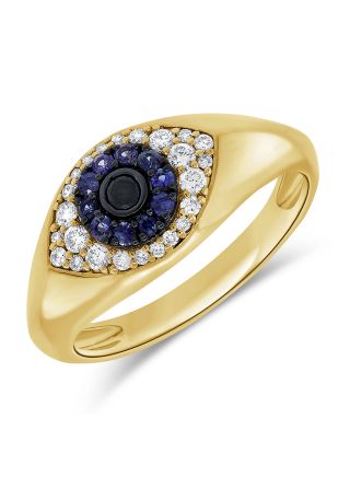 .39CT SAPPHIRE AND DIAMOND EVIL EYE RING