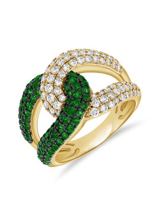 1.78CT EMERALD AND DIAMOND CROSSOVER RING