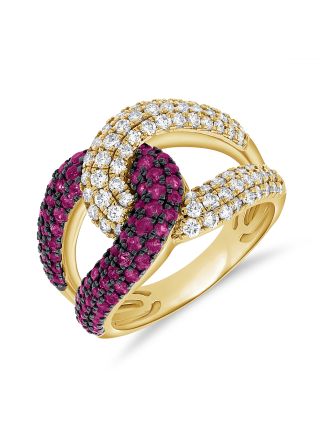 1.78CT PINK SAPPHIRE AND DIAMOND CROSSOVER RING