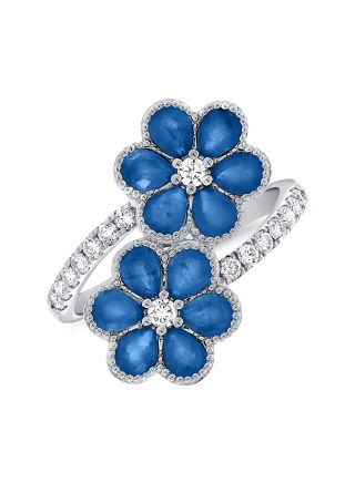 2.67CT SAPPHIRE AND DIAMOND FLOWER WRAP RING
