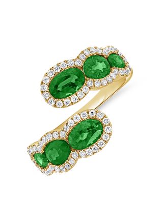3.45CT EMERALD AND DIAMOND WRAP RING