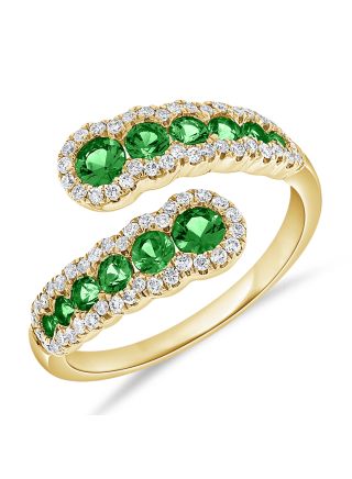 1.60CT EMERALD AND DIAMOND WRAP RING