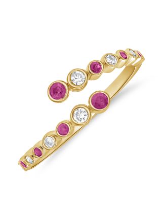 0.36CT PINK SAPPHIRE AND DIAMOND BEZEL WRAP RING