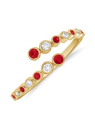 0.41CT RUBY AND DIAMOND BEZEL WRAP RING
