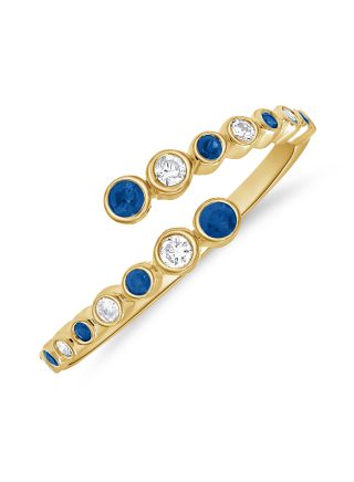 0.41CT SAPPHIRE AND DIAMOND BEZEL WRAP RING