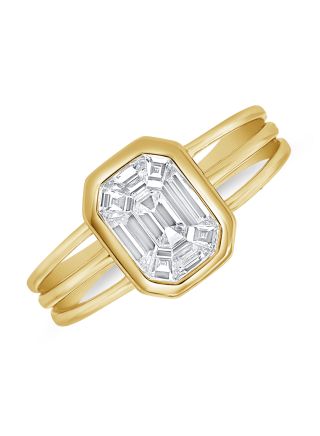 0.74CT PIE CUT DIAMOND ILLUSION RING