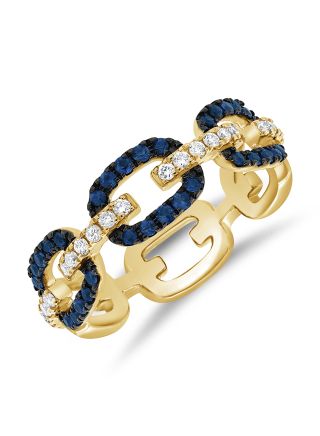 0.59CT AND ROUND DIAMOND PAPERCLIP LINK RING