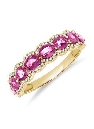 2.01CT PINK SAPPHIRE AND DIAMOND HALFWAY RING