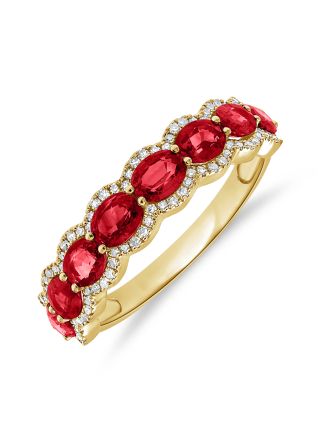 2.01CT RUBY AND DIAMOND HALFWAY RING