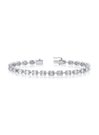 2.71CT BAGUETTES AND ROUND DIAMOND TENNIS BRACELET