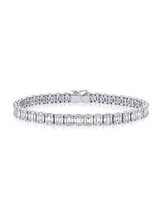 7.04CT BAGUETTES AND ROUND DIAMOND TENNIS BRACELET