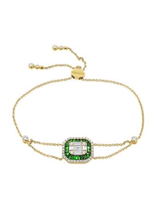 2.14CT EMERALD, BAGUETTES AND AND DIAMOND BOLO BRACELET