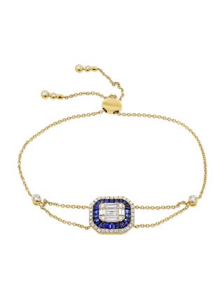 2.29CT SAPPHIRE, BAGUETTES AND DIAMOND BOLO BRACELET