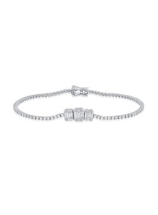 2.43CT BAGUETTES AND ROUND DIAMOND TENNIS BRACELET