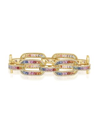 15.44CT RAINBOW COLOR AND DIAMOND LINK BRACELET