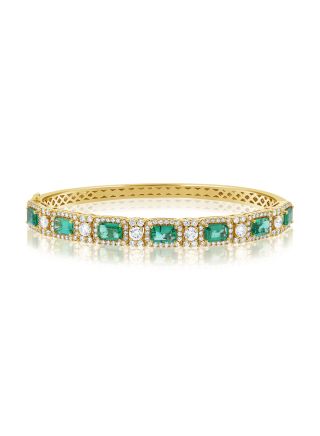 5.64CT EMERALD AND DIAMOND BANGLE