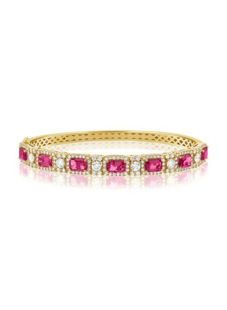 6.32CT PINK SAPPHIRE AND DIAMOND BANGLE