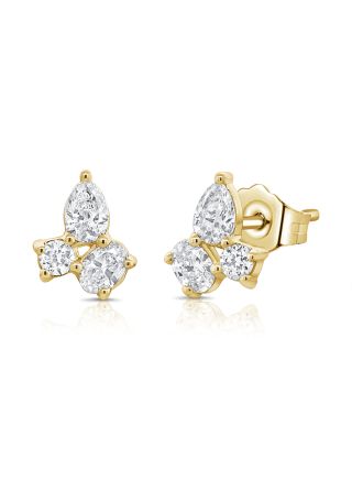 0.53CT OVAL SHAPE, PEAR SHAPE AND ROUND DIAMOND STUD EARRINGS