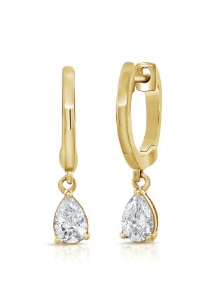 0.49CT PEAR SHAPE DIAMOND HUGGIE WITH CHARM EARRINGS