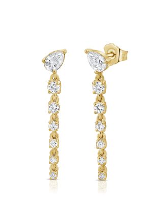 0.93CT PEAR SHAPE AND DIAMOND DROP EARRINGS