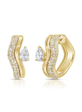 1.06CT PEAR SHAPE AND ROUND DIAMOND HUGGIE EARRINGS