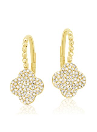 .34CT DIAMOND CLOVER LEVERBACK EARRINGS
