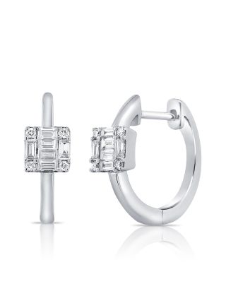 .24CT BAGUETTES AND ROUND DIAMOND HUGGIE EARRINGS