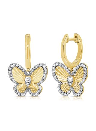 .39CT DIAMOND FLUTED BUTTERFLY HUGGIE EARRINGS