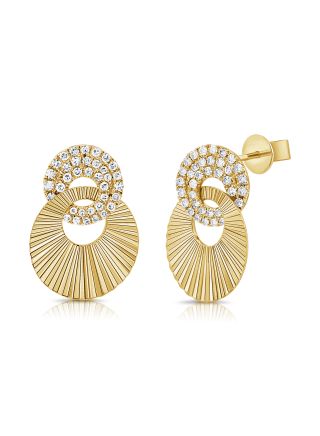 .26CT DIAMOND FLUTED LINK STUD EARRINGS