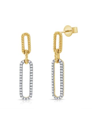 .24CT DIAMOND PAPERCLIP LINK DROP EARRINGS