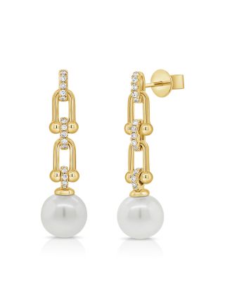 5.05CT PEAR AND ROUND DIAMOND LINK DROP EARRINGS