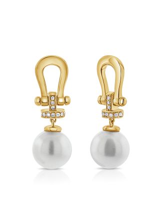 7.61CT PEARL AND DIAMOND DANGLE EARRINGS